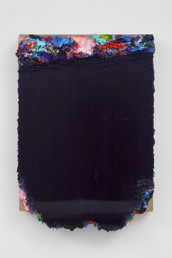 Andrew Dadson Dark Blue Scrape , 2023 Oil and acrylic on linen 24 x 16 1/2 x 3 in 61 x 41.9 x 7.6 cm (ADA23.011)