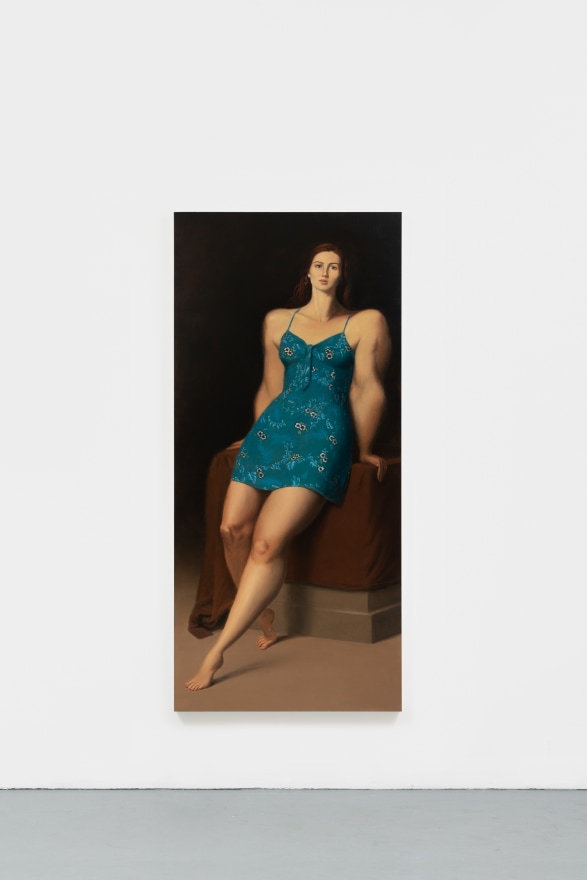 Jansson Stegner Woman in a Blue Dress, 2022 Oil on canvas 84 x 38 in 213.4 x 96.5 cm (JAS22.003)