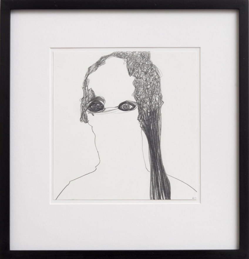 Nicola Tyson A Simple Hair Piece, 2015 Graphite on paper 12 1/4 x 12 1/4 x 1 1/2 in (framed) 31.1 x 31.1 x 3.8 cm (framed) (NTY24.007)