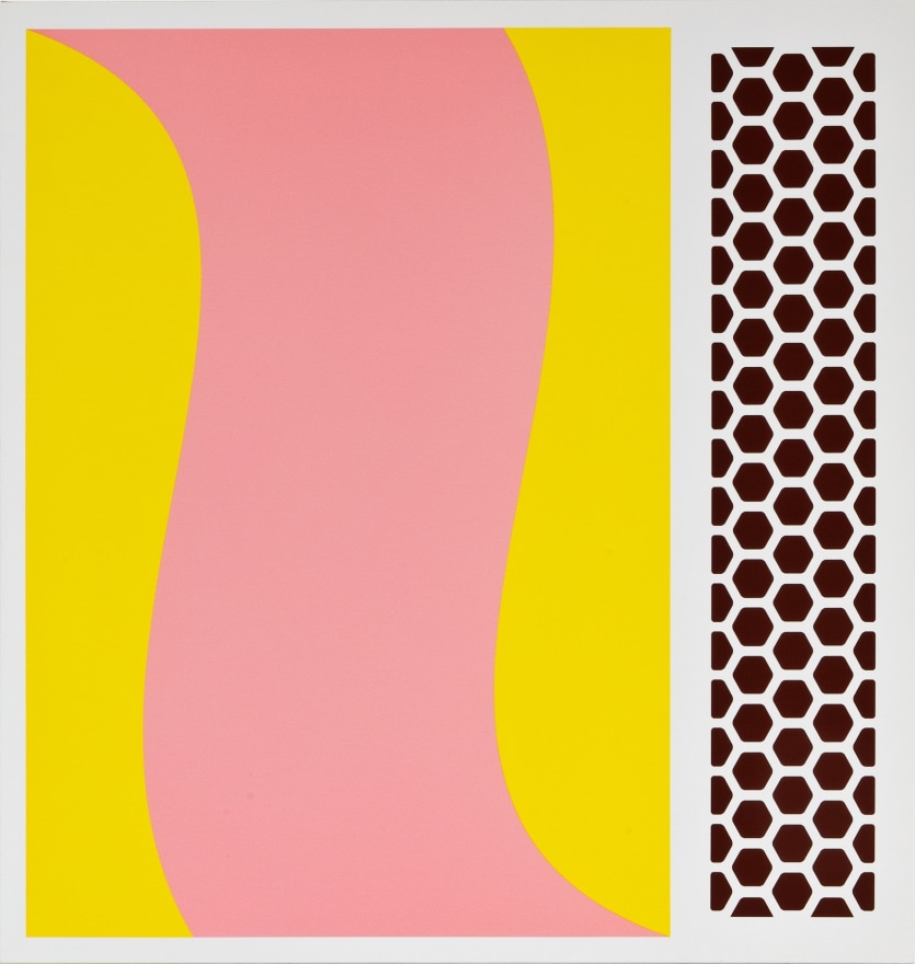 Thomas Wachholz, Swingo, 2019. red phosphorus and acrylic on canvas, 43.3 x 41.3 x 1.4 in, 110 x 105 x 3.6 cm (TW19.009)