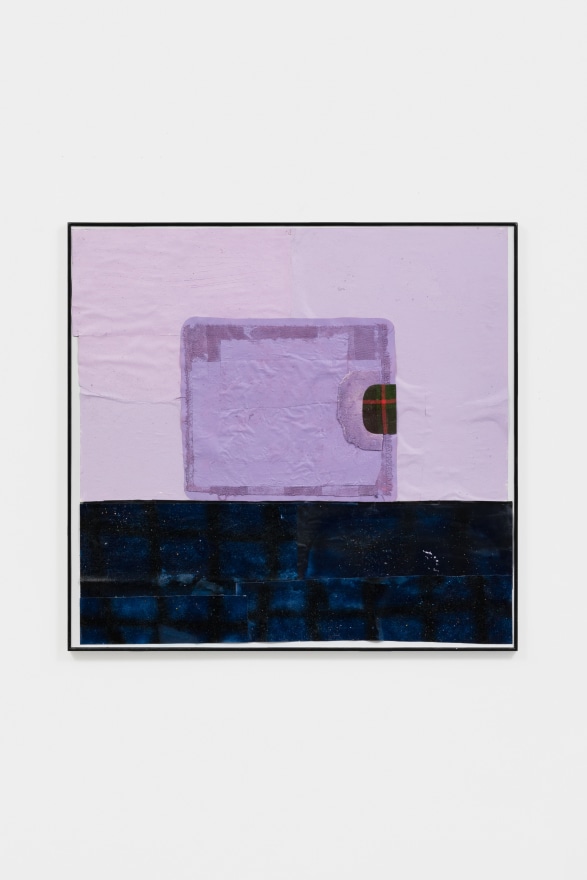 Nel Aerts Untitled, 2021 Acrylic, glitter, spray paint,  textile on paper in artist-made frame&nbsp; 39 3/4 x 41 3/4 in 101 x 106 cm (NAE21.030)