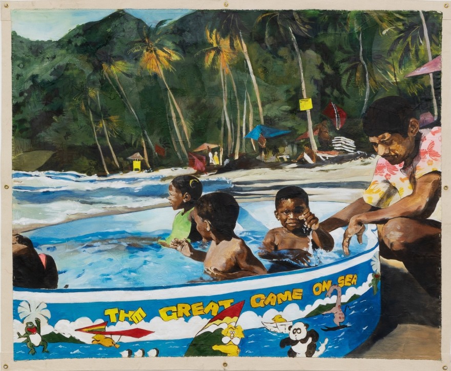 Kareem-Anthony Ferreira Day at the Beach, 2019 Oil and mixed media on canvas 62 3/4 x 75 1/4 in 159.4 x 191.1 cm (KFE20.004)