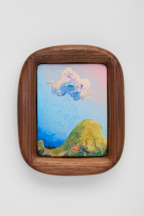 Karel Dicker Lonely Cloud, 2025 Acrylic on Belgian linen with American walnut frame 10 1/4 x 8 1/8 in 26 x 20.6 cm (KDI25.009)