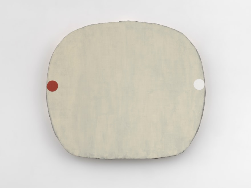 Otis Jones Light Butter with Two Circles, 2025 Signed, titled, and dated on verso Acrylic on linen wood 65 x 72 1/2 x 5 in 165.1 x 184.2 x 12.7 cm (OJO25.003)