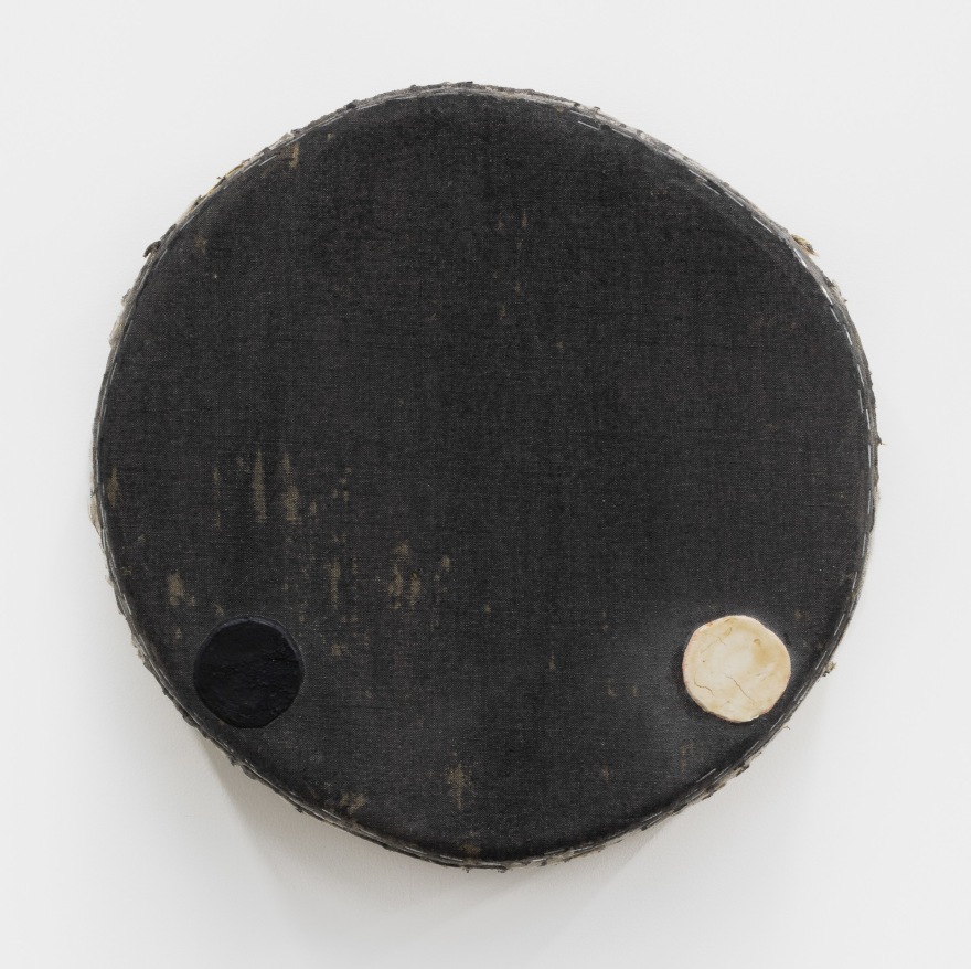 Otis Jones Circle with White Circle and Black Circle, 2021 Acrylic on linen on wood 14 3/4 x 14 7/8 x 5 in 37.5 x 37.8 x 12.7 cm (OJO21.004)