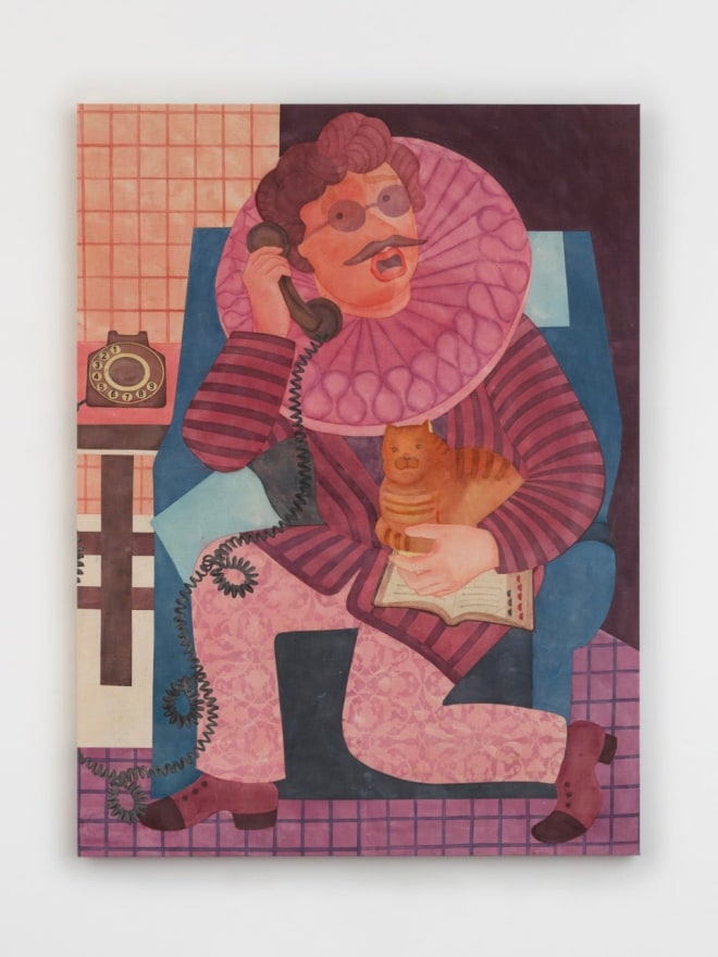 Orkideh Torabi Cat Nap Gone Wrong, 2024 Dye on canvas  62 5/8 x 46 7/8 in 159 x 119 x 3.5 cm (OTO24.014)