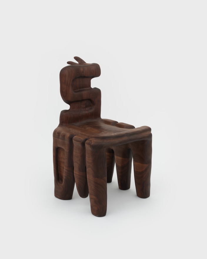 Casey McCafferty Sculptural Chair 2 (hand), 2022 Oiled walnut&nbsp; 34 x 22 x 22 in 86.4 x 55.9 x 55.9 cm (CMC22.001)
