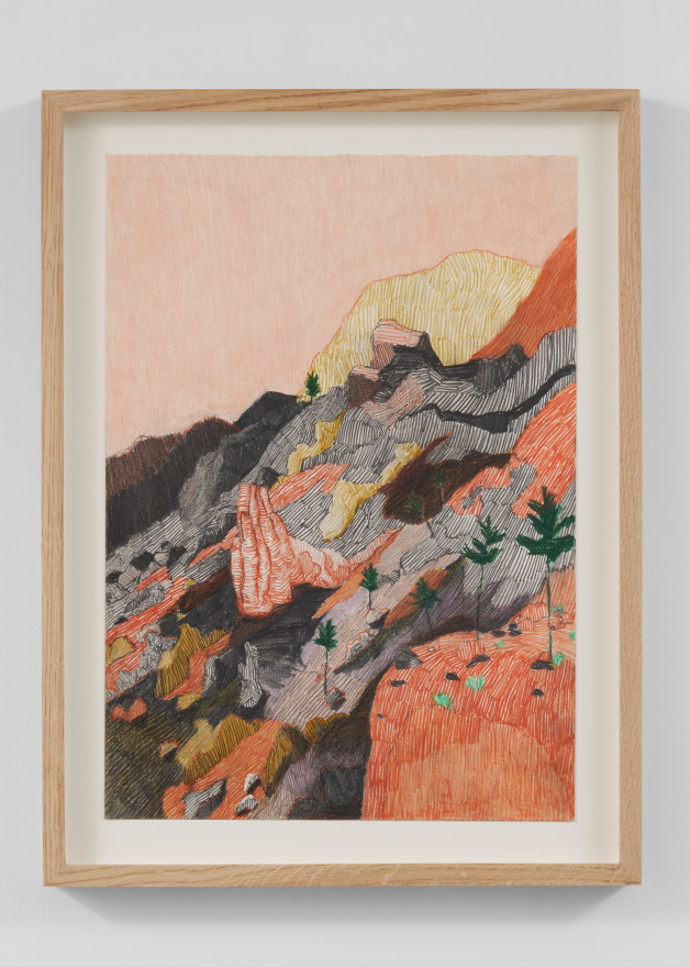 Per Adolfsen  Mountain Side, Canary Islands, 2023  Colored pencil and graphite on Hahnem&uuml;hle paper  19 3/4 x 14 3/4 in (framed)  50 x 37.5 cm  (PAD24.022)