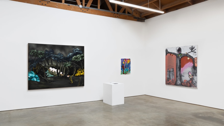 Some Trees, Organized by Christian Malycha, 2019, Nino Mier Gallery, Los Angeles, Installation view of Northwest corner of Secondary Room