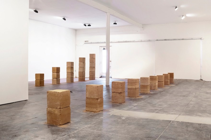 Ethan Cook 9 Stacks (Marfa), 2021 Rammed earth Overall Dimensions: 24 x 432 x 12 in 61 x 1097.3 x 30.5 cm  Individual Dimensions: 18 blocks - 12 x 12 in each (ECO21.041)