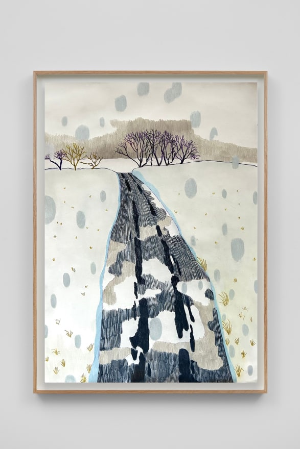 Per Adolfsen A winter day (snow), 2024 Signed, titled, and dated on verso Colored pencil on Hahnemühle paper 35 1/8 x 25 5/8 in (framed) 89.2 x 65 cm (framed) (PAD24.099)