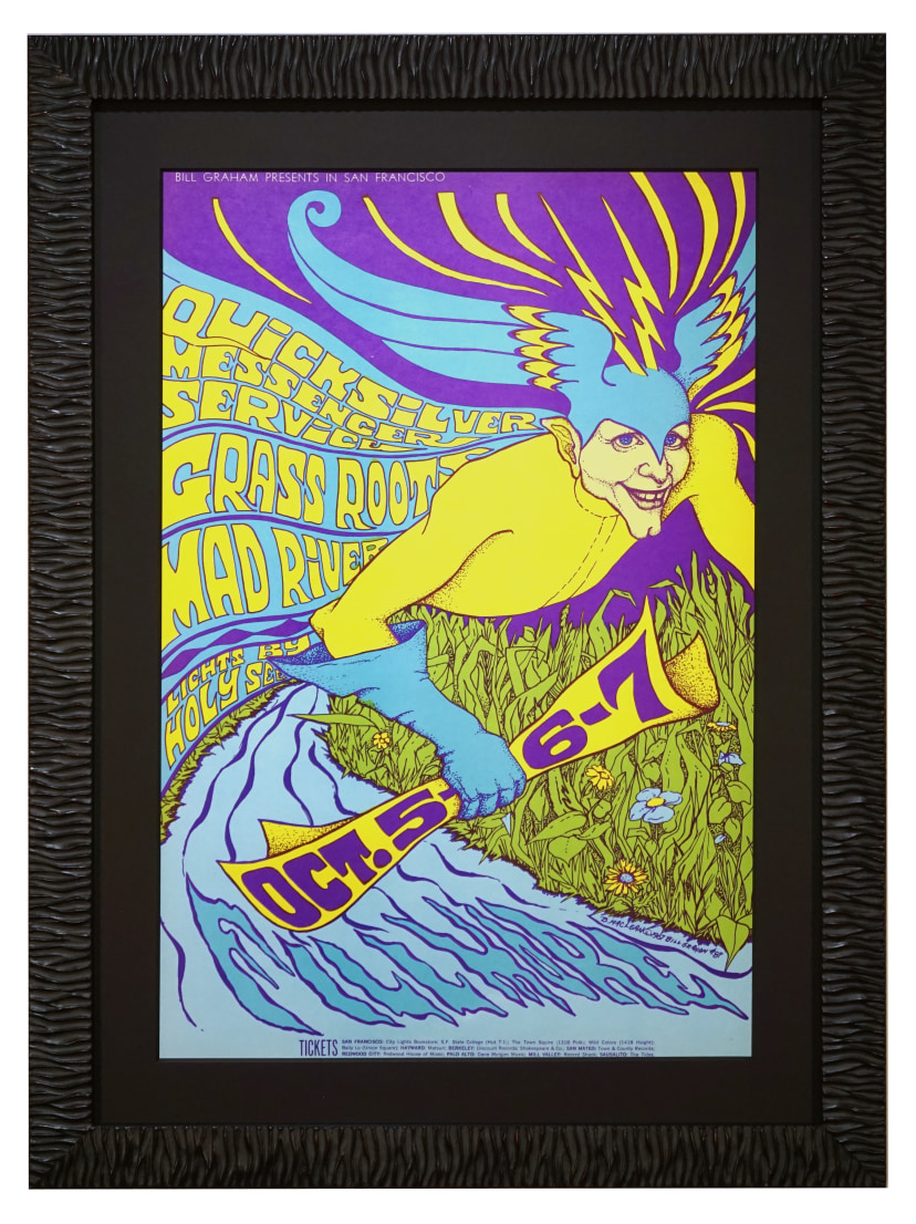 BG-87 Quicksilver Messenger Service Poster by Bonnie MacLean October 5-7, 1967 also featuring Grass Roots and Mad River