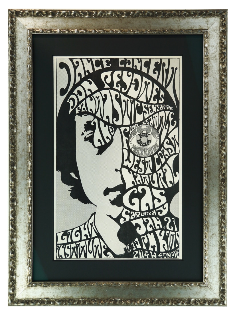 Bob Dylan image used in 1967 poster for dance concert at Kitsilano Ballroom Vancouver 1967. Don Peyote Fantastic Sensations Poster. West Coast Natural Gas poster 1967.