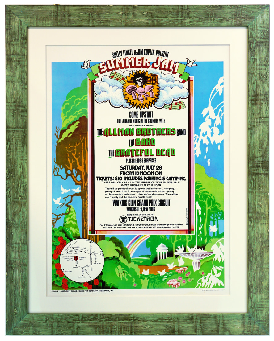 AOR 4.231 Watkins Glen 1973 original poster featuring grateful Dead, The Allman Brothers and The Band - July 28, 1973