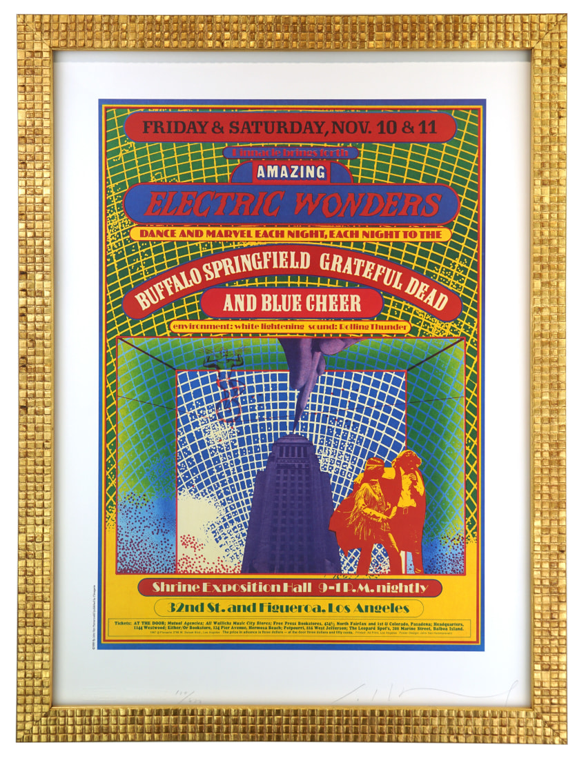 Amazing Electric Wonders poster 1967 by John Van Hamersveld. Buffalo Springfield and Grateful Dead Poster Electric Wonders Shrine Los Angeles