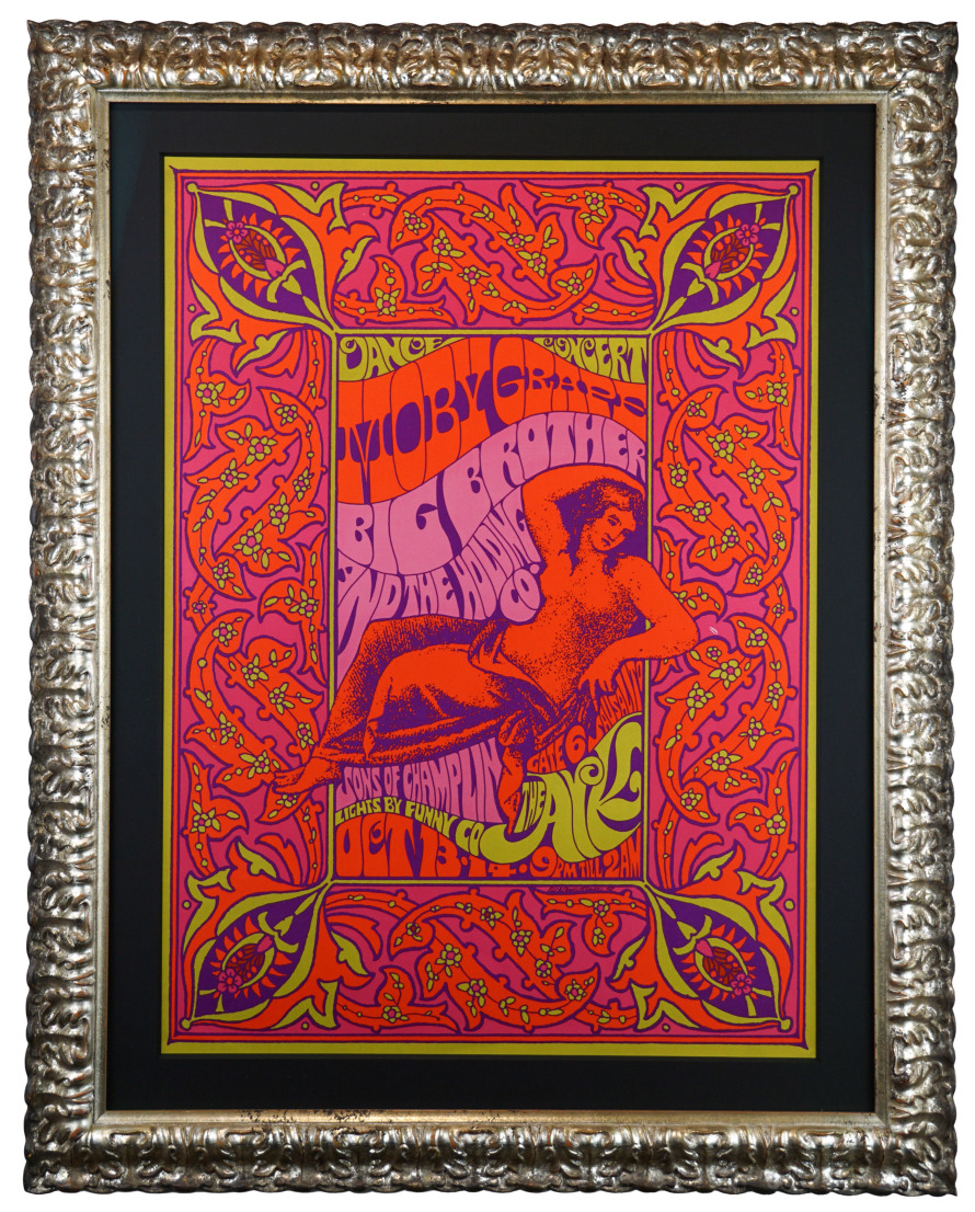 Moby Grape poster 1967 at the Ark in Sausalito. Big Brother poster for concert at The Ark in Sausalito 1967 poster. Art Nouveau 1967 poster