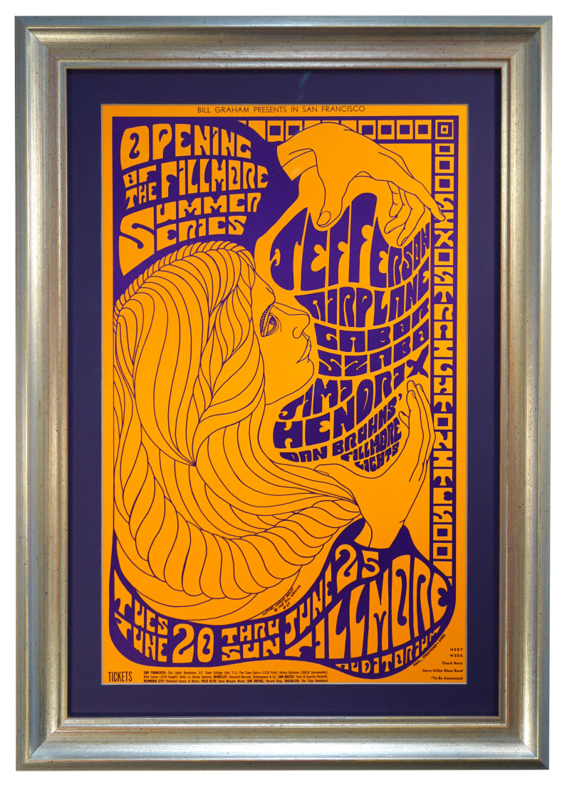 BG-69 Jimi Hendrix Poster from 1967 at the Fillmore by Clifford Charles Seeley also featuring Jefferson Airplane and Gabor Szabo