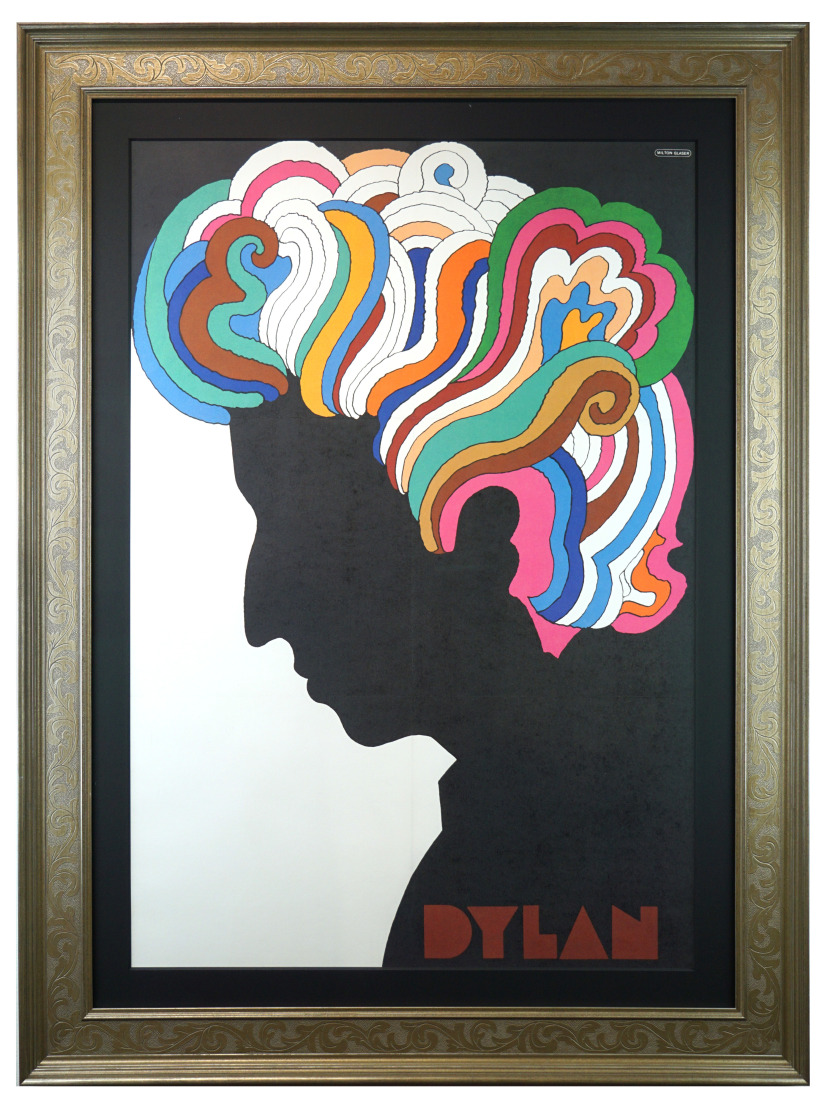 1967 Bob Dylan poster by Milton Glaser inserted in Bob Dylan's Greatest Hits album, March 1967. 