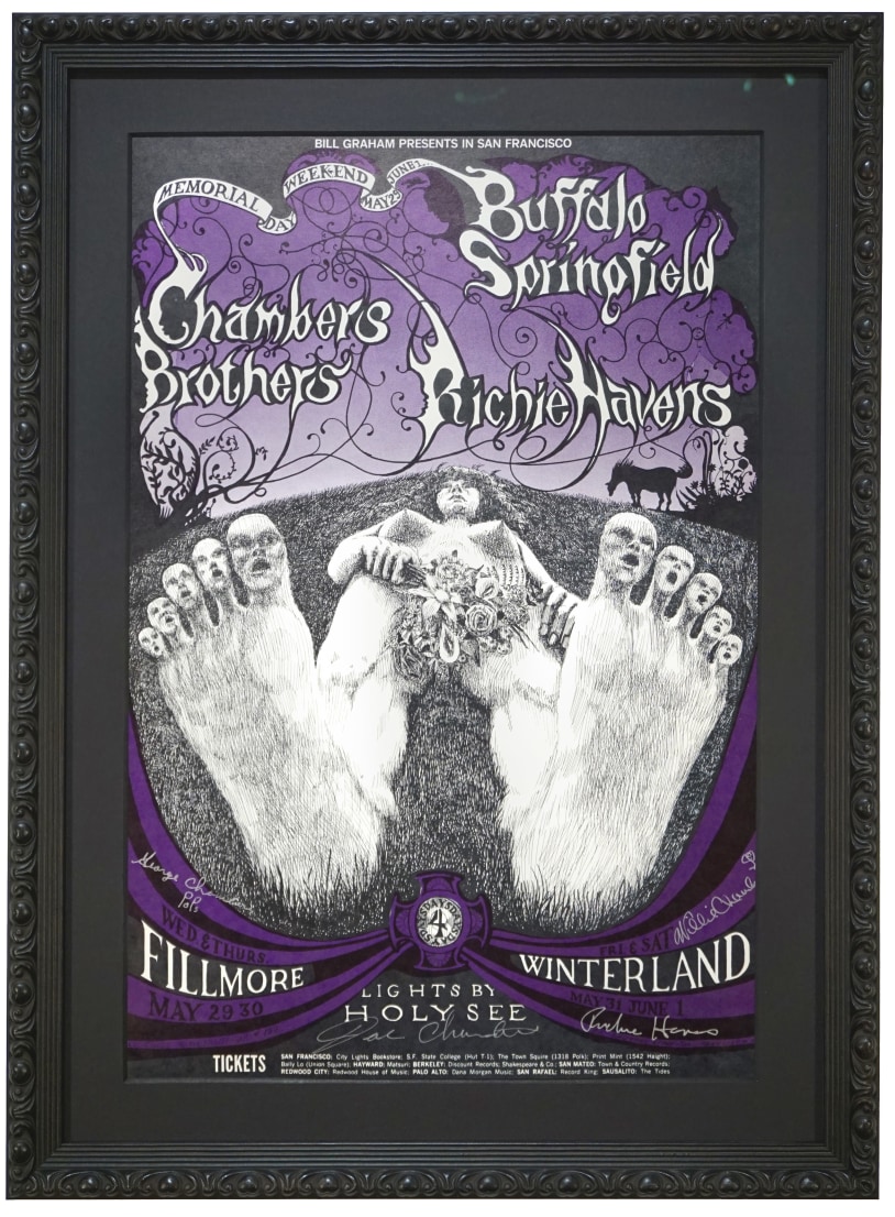 BG-122 Poster by Lee Conklin for Fillmore and Winterland concert with The Chambers Brothers, Buffalo Springfield and Richie Havens May 29-June 1, 1968