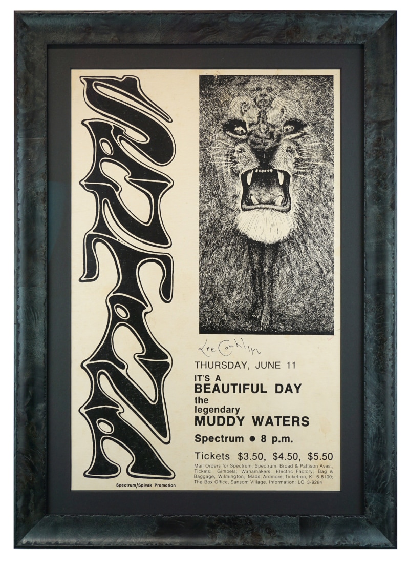 Poster for Santana at Philadelphia Spectrum June 11, 1970. Santana Lion Poster. Muddy Waters poster 1970