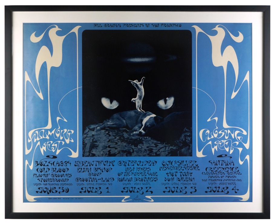 BG-287 poster by David Singer for the Closing of the Fillmore West, June 1971