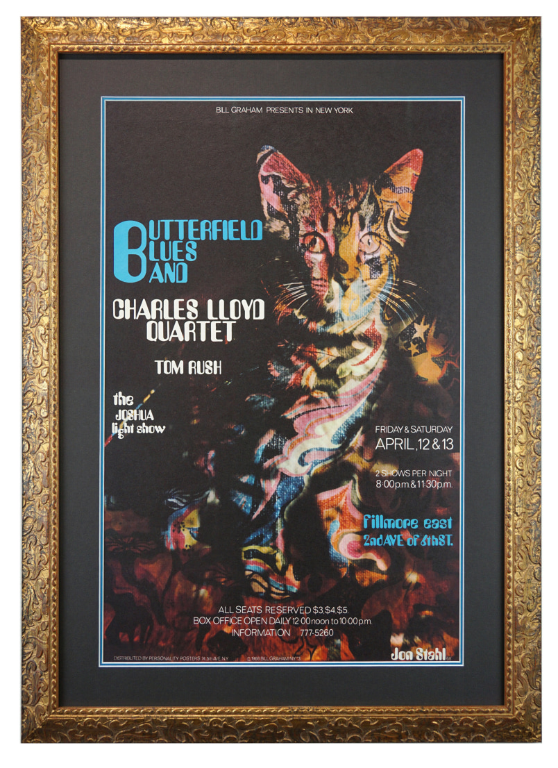 Butterfield Blues Band poster from Fillmore East. Charles Lloyd poster April 1968 Fillmore East Cat Poster