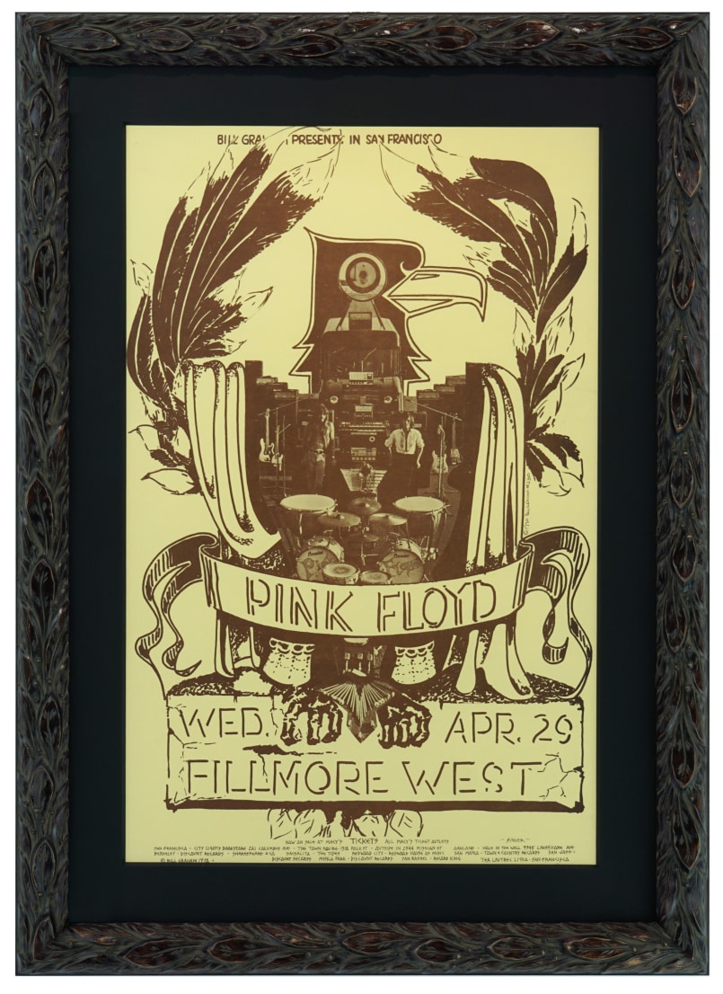 Pink Floyd poster for April 1970 concert at Fillmore West. Poster BG-230 Pink Floyd poster by Pat Hanks