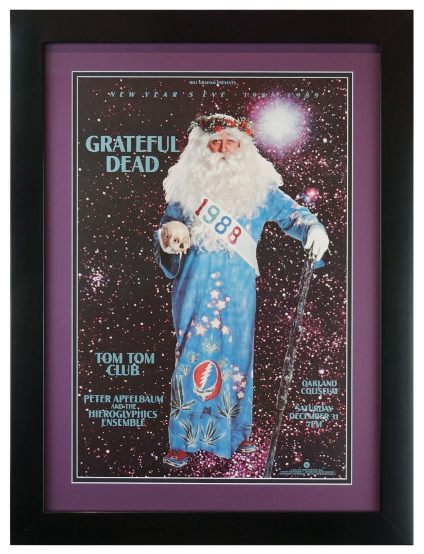 Grateful Dead poster New Years 1988-1989 poster. Bill Graham Father Time poster. Tom Tom Club poster