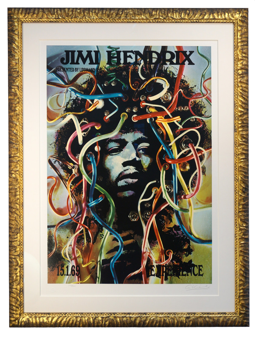 AOR 3.185 Jimi Hendrix Silkscreen poster called Medusa by Gunther Kieser. Third Artrock printing singed and numbered