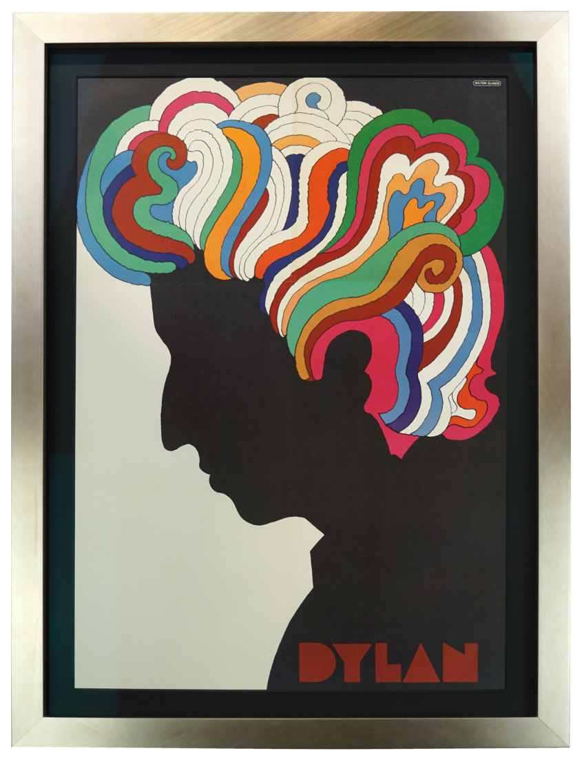 1967 Bob Dylan poster by Milton Glaser inserted in Bob Dylan's Greatest Hits album, March 1967. 