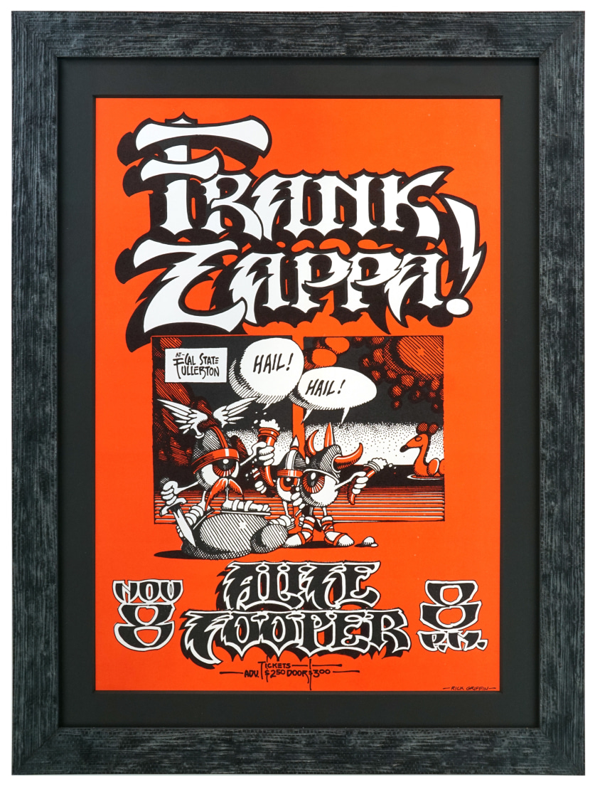 AOR 4.124 1968 Frank Zappa poster with Alice Cooper  as an opening act, October 8, 1968 by Rick Griffin called Hail Hail