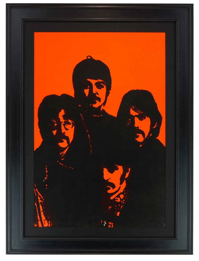 1967 Beatles poster with velvet fuzz and dayglo colors