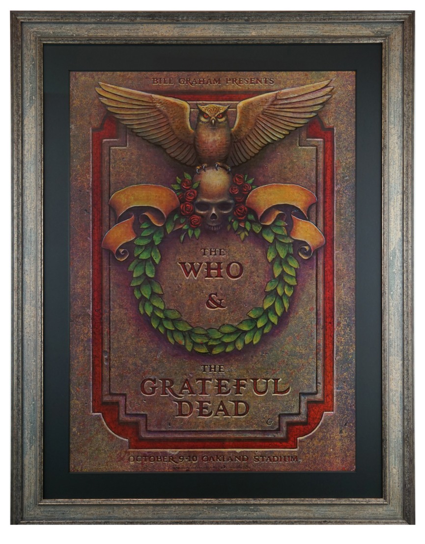 AOR 4.43 poster by Phil Garris for The Who and the Grateful Dead in Oakland Stadium, 1976