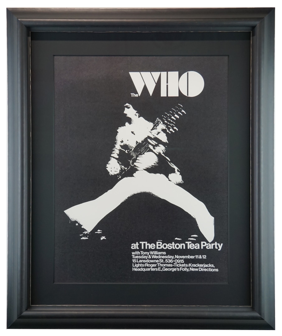 AOR 3.172 poster for The Who at Boston Tea Party November 11-2 1969 by Eric Engstrom. The Who black and white poster with Pete Townshend leaping