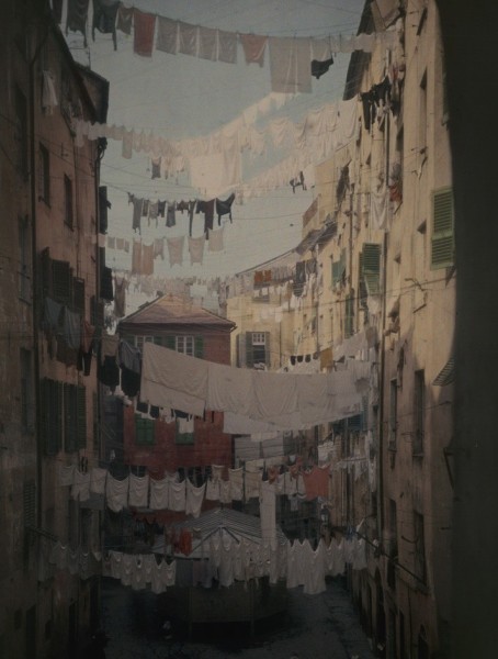 Hans Hildenbrand- Genoese Families Hang Laundry Between Buildings to Dry