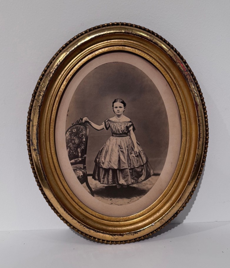 OVAL SALT PRINT PORTRAIT OF YOUNG GIRL IN ORIGINAL MOUNT AND FRAME