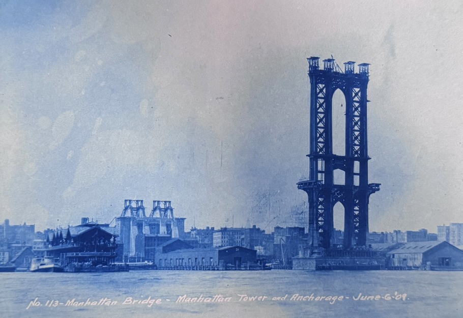 MANHATTAN BRIDGE CYANOTYPE ALBUM W.R. BASCOME, CIVIL ENGINEER 1908