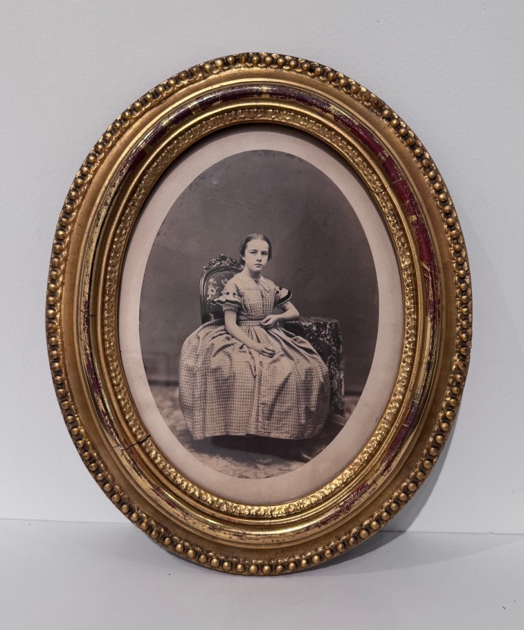 OVAL SALT PRINT PORTRAIT OF YOUNG GIRL IN ORIGINAL MOUNT AND FRAME