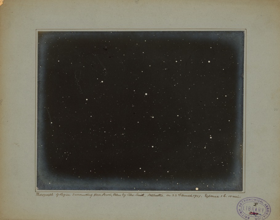 ALEX SMITH PHOTOGRAPH – REGION SURROUNDING NOVA PERSI 22ND MARCH 1901 1 HOUR 10 MIN EXPOSURE