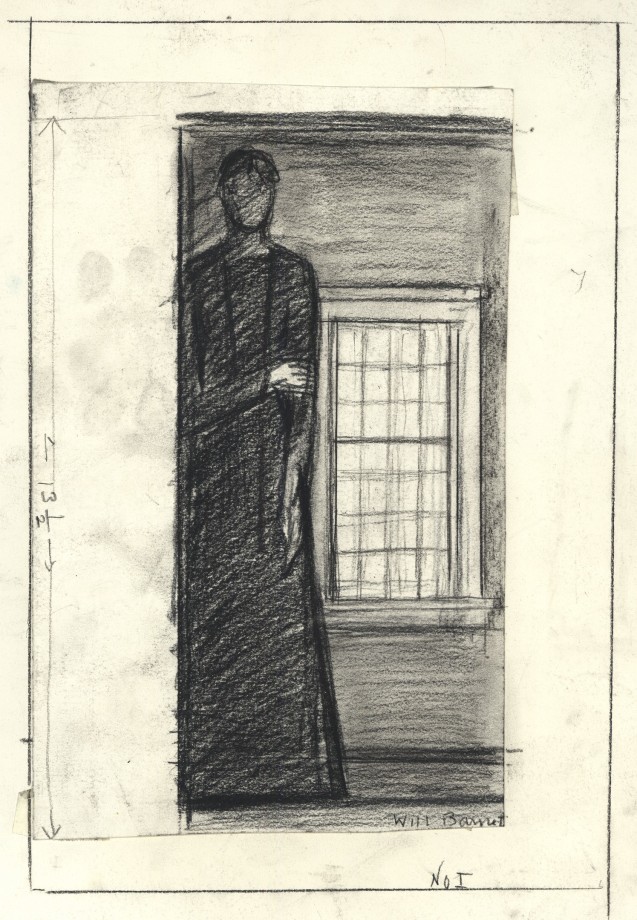 Lonliness,&nbsp;c. 1989, charcoal on paper, 16 x 12 3/4 inches