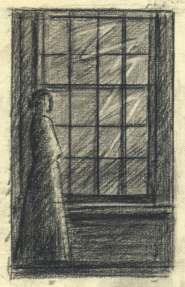 Emily Dickinson, June 1988,&nbsp;1988, charcoal on paper, 9 x 7 1/2 inches