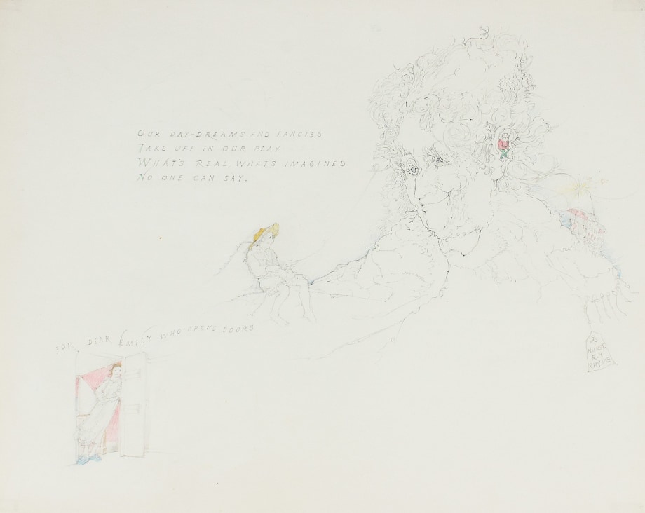 Thimbledon Bridge Illustration (page 10- Dedication), 1965-1970, colored pencil and graphite on paper, 11 1/4 x 14 inches