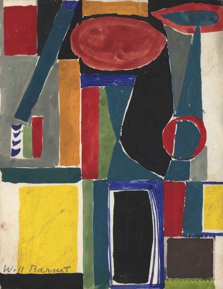 Untitled,&nbsp;c. 1954-1959, mixed media on paper, 5 5/8 x 4 3/8 inches