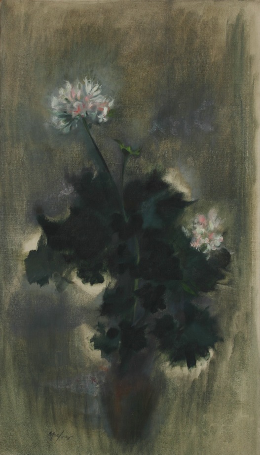 Geranium, 1957, oil on canvas, 28 x 16 inches