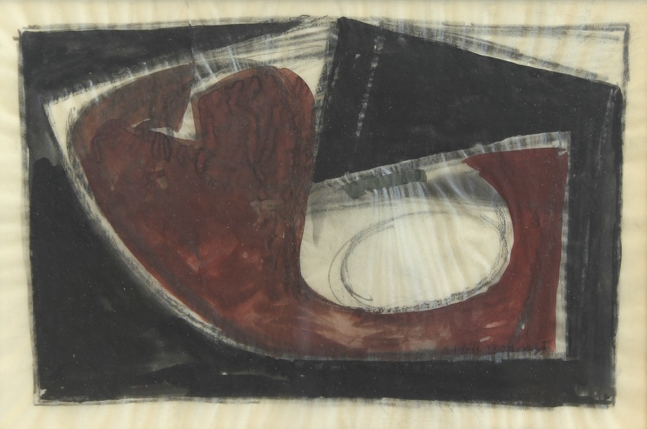 Study For Recumbent Figure,&nbsp;c. 1960, oil and graphite on paper, 24 x 20 inches