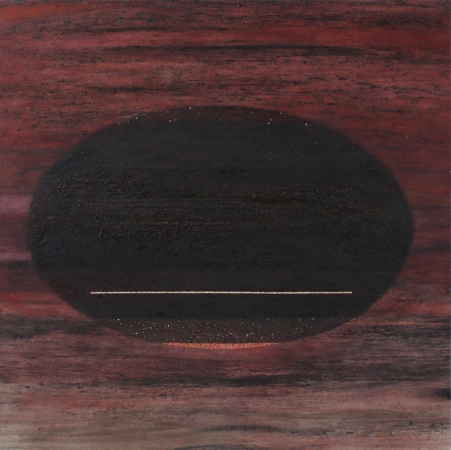 Drawn, 1997, oil, isobutyl methacrylate and sand on linen, 39 x 39 inches