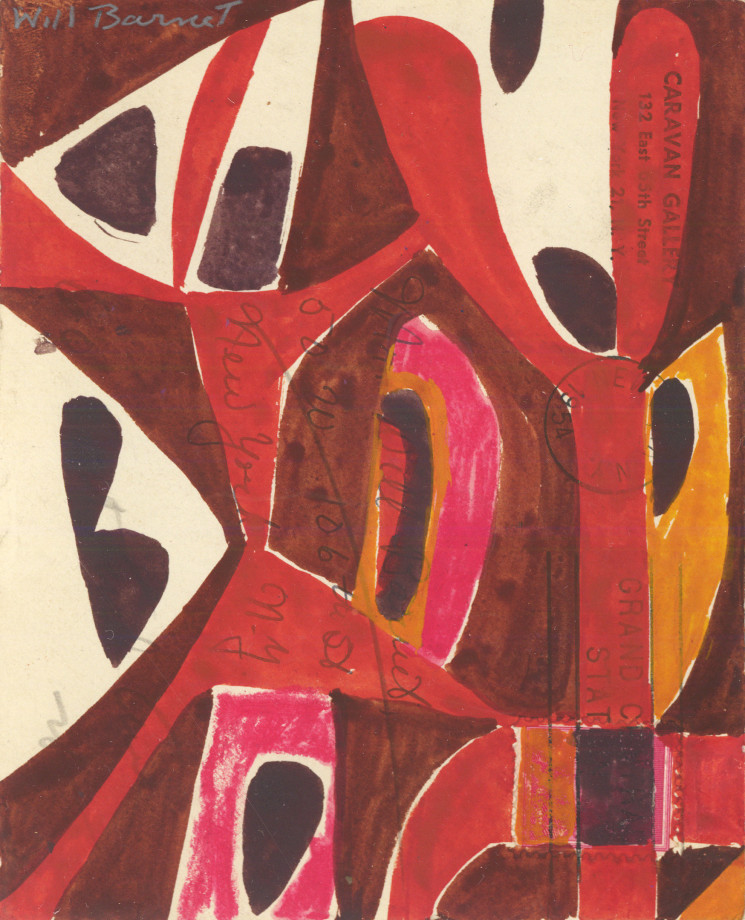 Untitled,&nbsp;c. 1954-1959, mixed media on paper, 5 3/4 x 4 1/2 inches