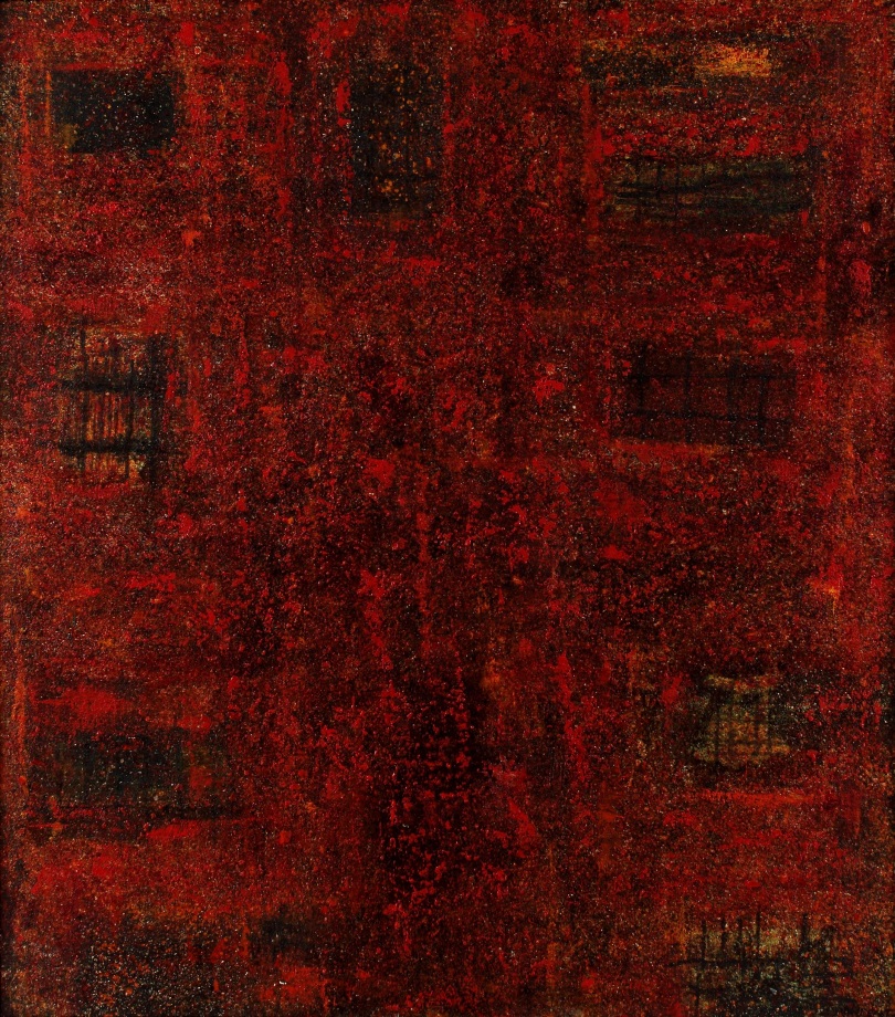 On a Sunny Day, ca. 1972, oil and sand on canvas, 43 1/2 x 49 1/2 inches