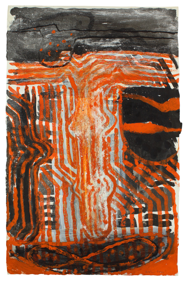 Untitled, 2021, charcoal, gouache and ink on paper, 31 1/2 x 20 1/4 inches