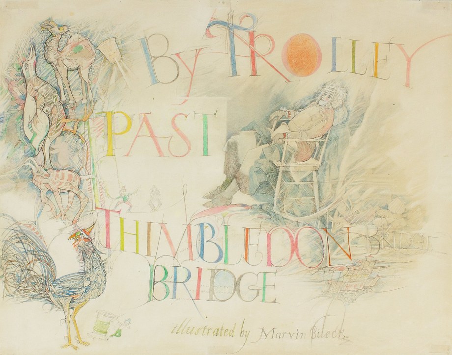 Thimbledon Bridge Illustration (page 07- Title Page), 1965-1970, colored pencil and graphite on paper, 11 1/4 x 14 inches